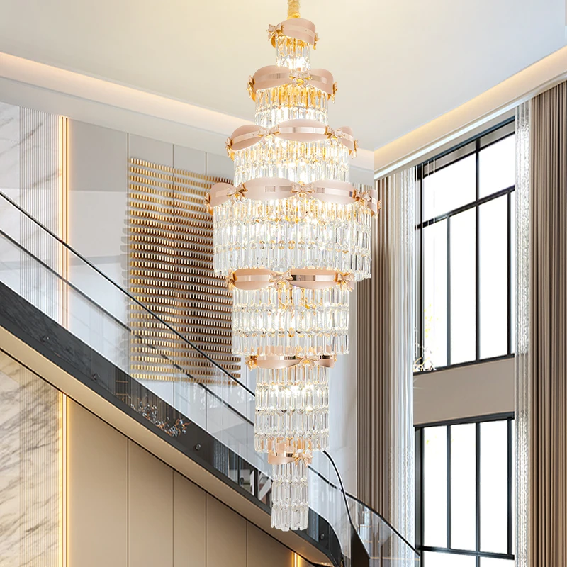 

Duplex Villa Large Chandelier High-Rise Building Middle Building High-End French Light Luxury Crystal Large LivingRoom Main Lamp