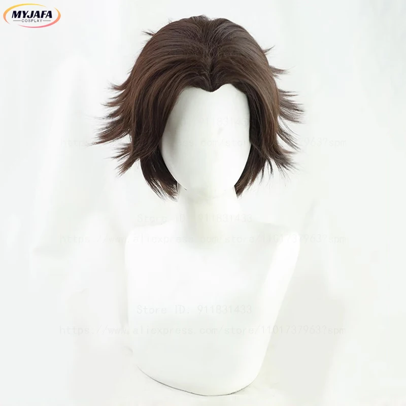 Game LOL Arcane Viktor Cosplay Wig The Machine Herald Viktor Short Brown Heat Resistant Synthetic Hair Anime Wigs + Wig Cap