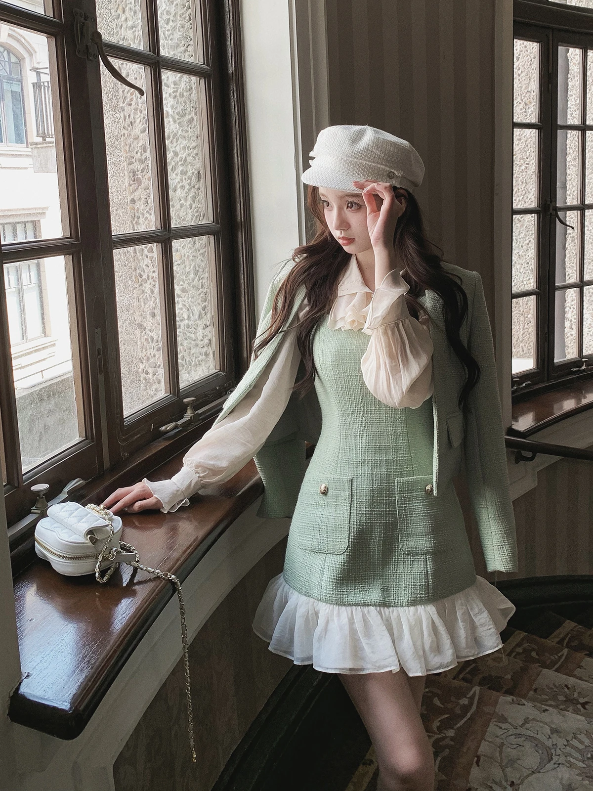 

Romantic Fragrant Woven Short Coat Dress Set Women's Waist-Cinching Fashionable Spring Collection by Llanlan's Wardrobe