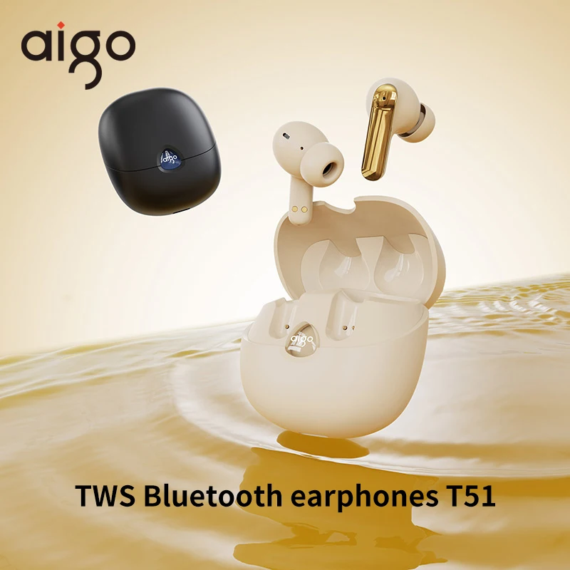 Aigo TA51 True Wireless Earphones New Bluetooth 5.4 TWS Earbuds Headset In Ear Sports Gaming Waterproof HD Call 300mAh Headphone