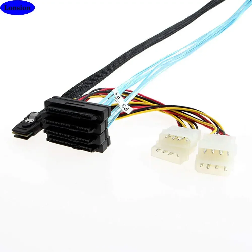 

MINI SAS SFF-8087 to 4 Ports MINI SAS SFF-8482 server Adapter Cable with POWER