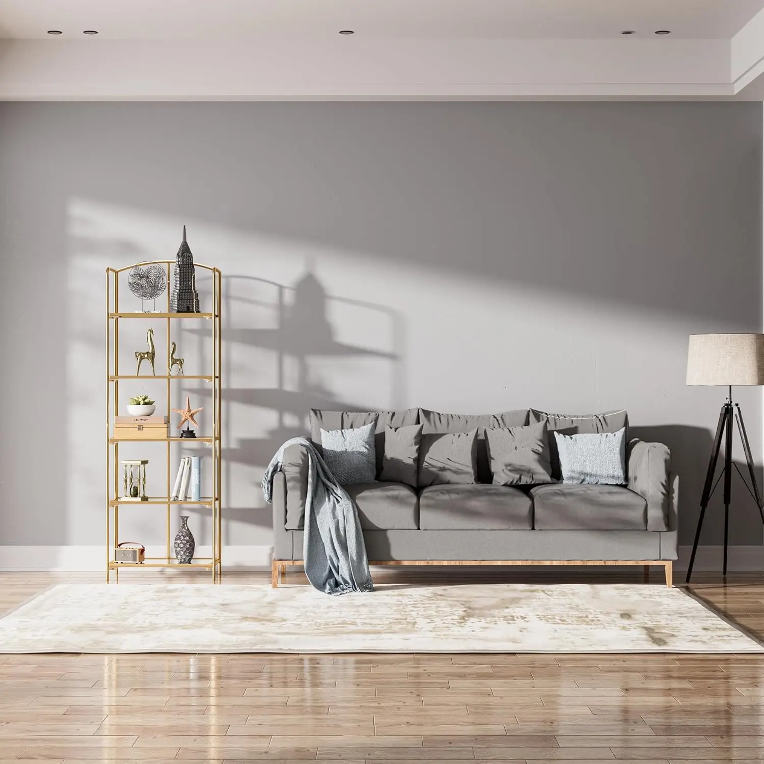 رف كتب قابل للطي بدون تجميع لغرفة المعيشة، رف كتب ذهبي قابل للطي مكون من 5 طبقات للمكتب المنزلي #5