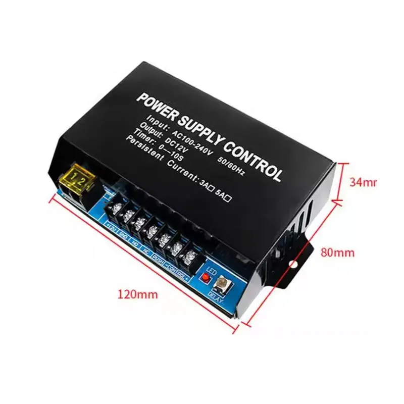 Switching Power Supply AC100-240V To DC12V 5A For Access Control LED Cctv Camera  Alarm System 0-10s Time Delay