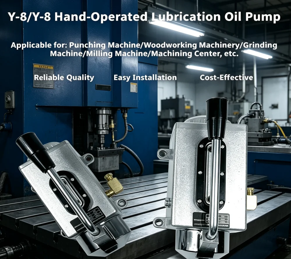 Manual Hand Operated Lubricator Oil Pump Y6 Y8, 4mm 6mm Outlet Manual Lubrication Pump for CNC Milling Machine Tools