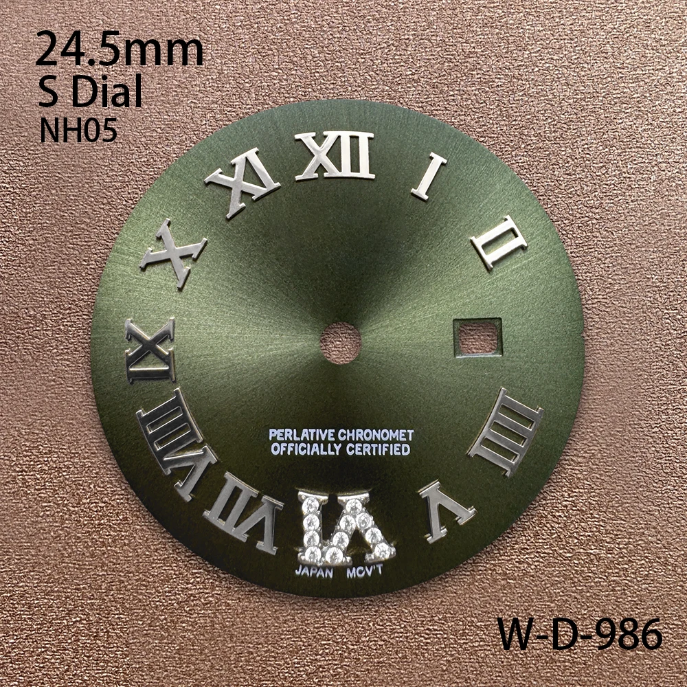 24.5mm S Logo Diamond Rome Dial Suitable For NH05 Janpan Movement Sunray Dial Watch Modification Accessories