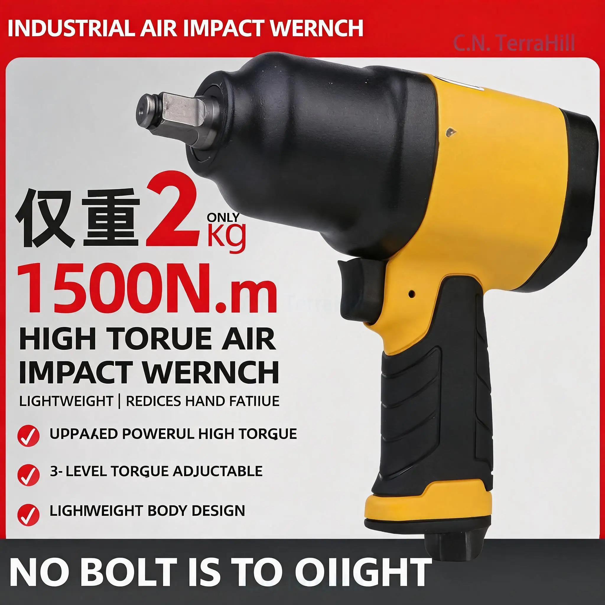 Pneumatic Impact Wrench High Torque Air Tool Heavy Duty Auto Repair 1/2 Inch Drive