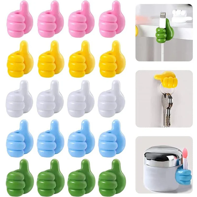 5/10Pcs Self Adhesive Silicone Thumb Wall Hooks Multifunctional Adhesive Cable Organizer Clip Key Hook Wall Hanger Storage Hooks