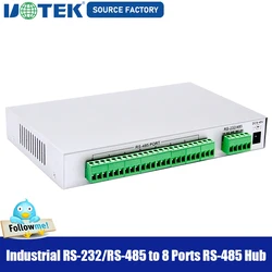 UOTEK Industrial Grade RS-232 RS232 RS-485 to 8 Ports RS485 Hub with Optoelectronic Isolation Asynchronous Half Duplex UT-1208