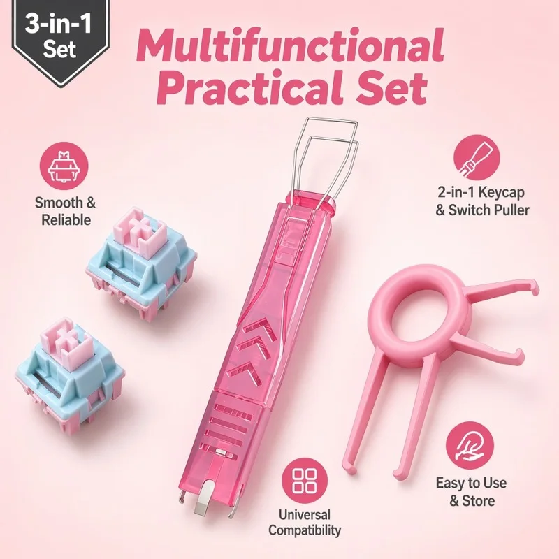 iTLY 2 in 1 Keyboard Keycaps Switch Puller Opener Universal Keycap Shaft Remover Button Extractor Keyboards Accessories Kit