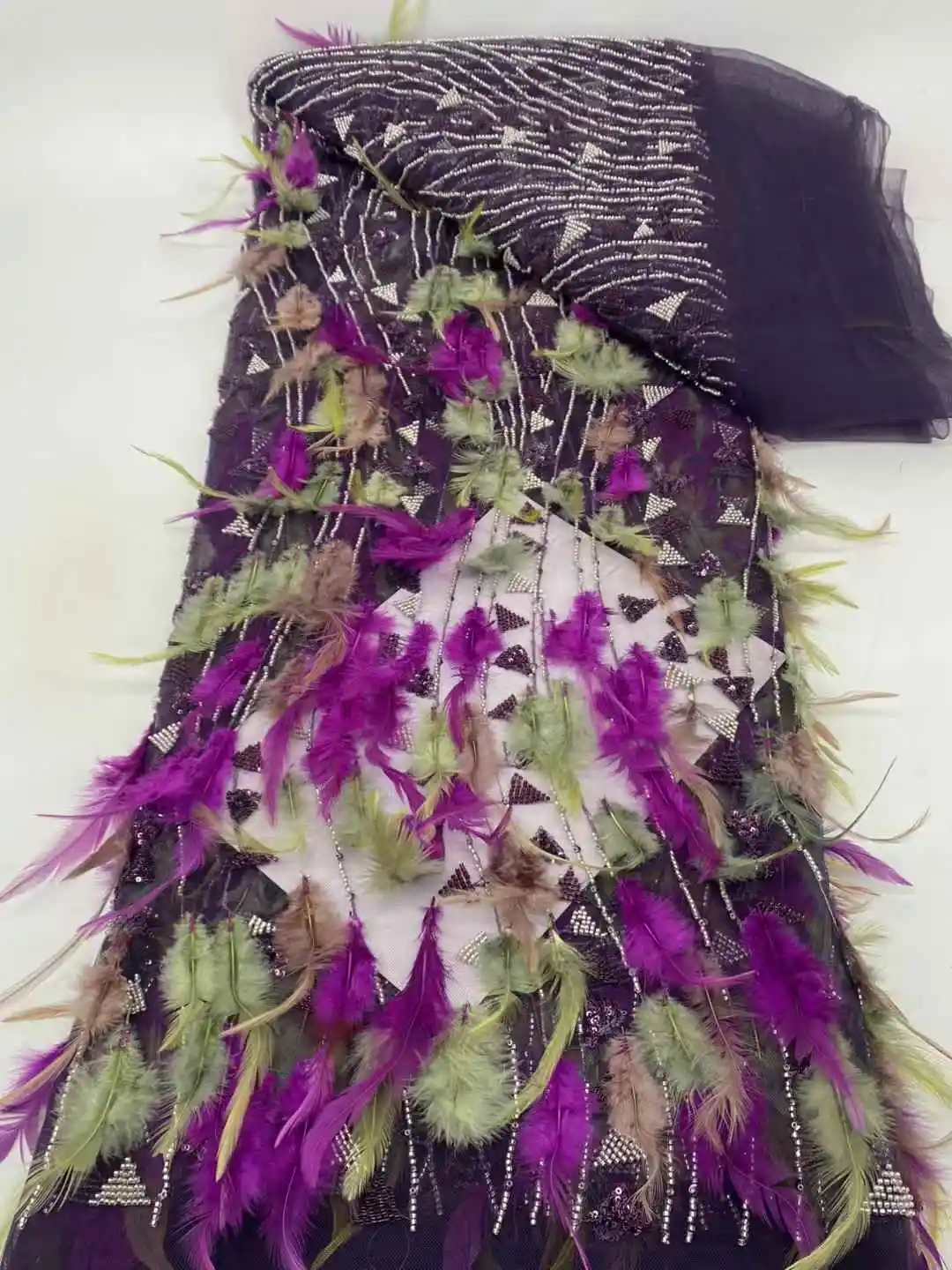 

Wholesale African Beaded Tulle Lace Fabric 3D Flowers French Appliques Wedding and Party Dubai 5 Yards Lace -JY