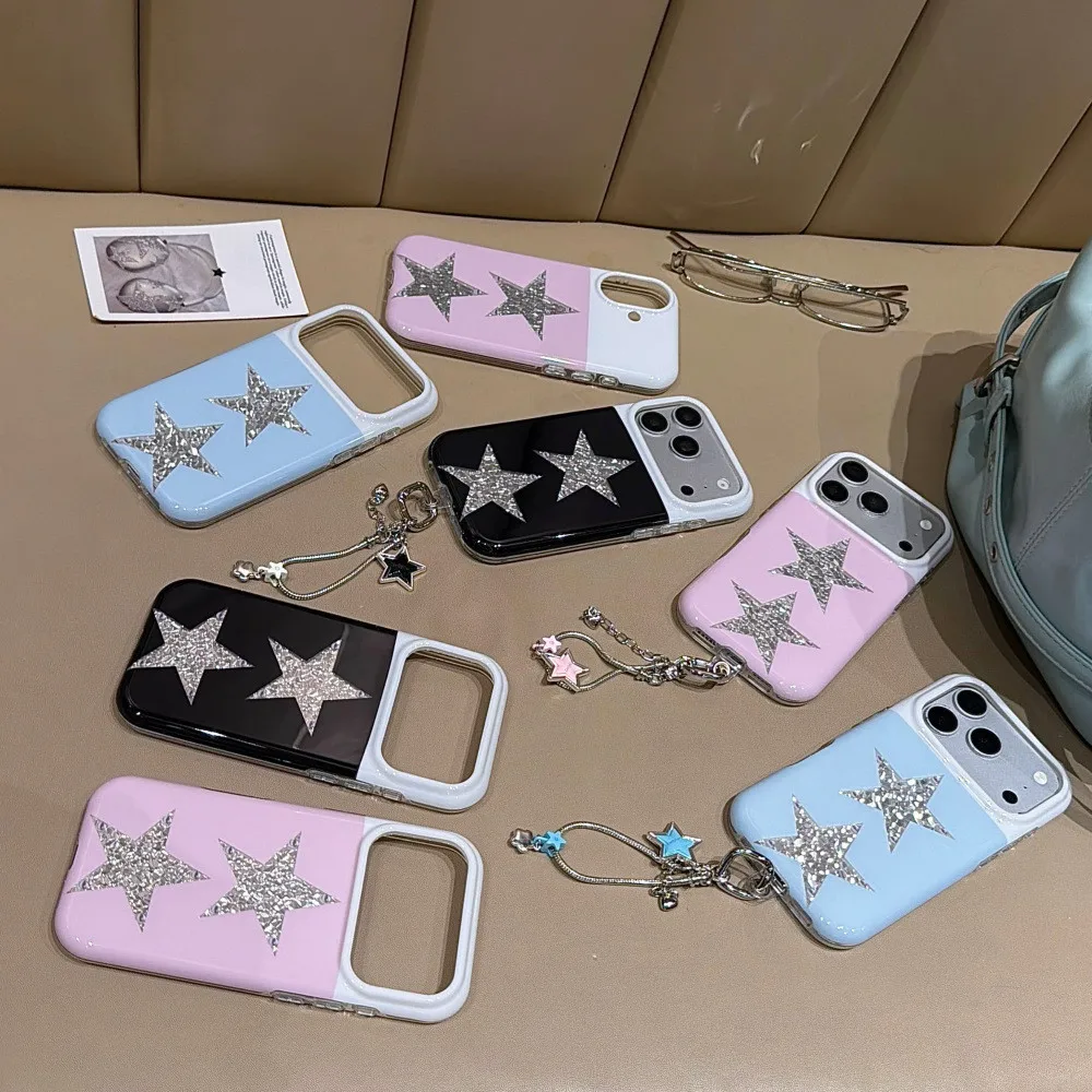 Vintage Sweet Cool Style Blue Vortex Star Clear Phone Case For IPhone 17 Air 18 16Pro Max 15 14Plus 13 12 11 Silicone Back Cover