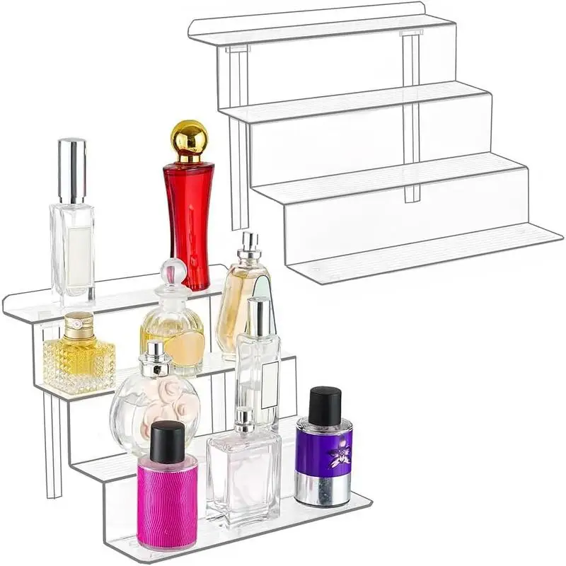 

Acrylic Riser Display Shelf 4 Tier Perfume Organizer Fashionable And Elegant Lightweight Display Shelf