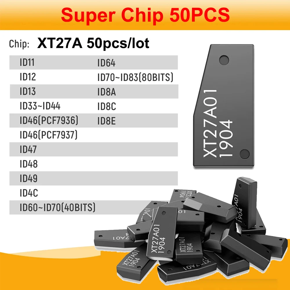 50pcs VVDI Super Chip XT27A01 XT27A66 XT27A Transponder for ID46/40/43/4D/8C/8A/T3/47 for VVDI2 VVDI Key Tool/Mini Key Tool