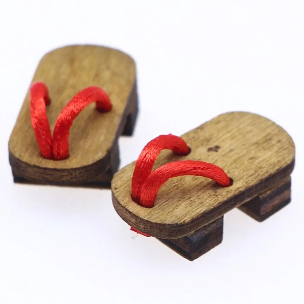 1 paio Cos pantofole in legno a spina di pesce in miniatura legno 1:12 casa delle bambole casa delle bambole zoccoli Mini scarpe da bambola BJD