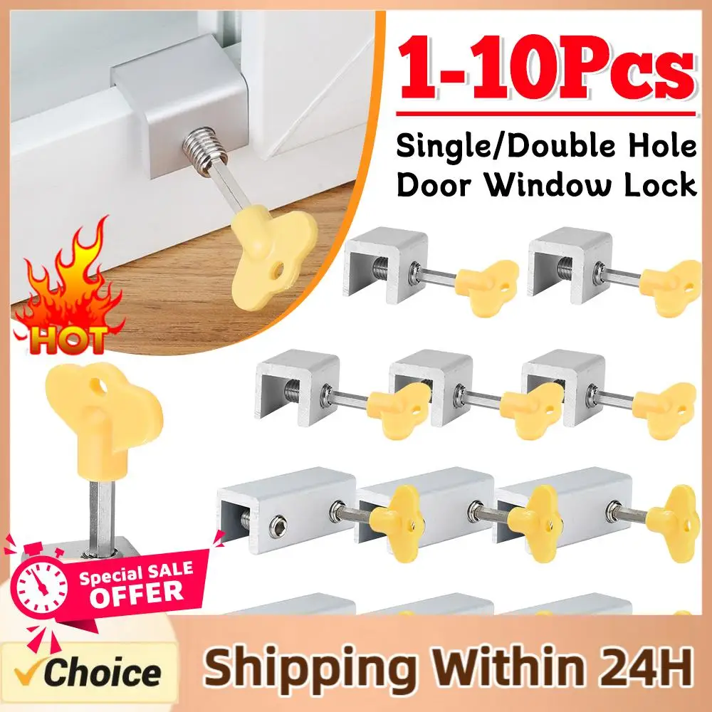 1-20X Aluminum Alloy Window Lock Stopper Sliding Window Anti-theft lock Window Sliding Door Baby Kids Child Safety Doors Lock