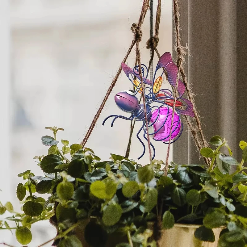 3 Pack Solar Powered Hanging Bug Statue Art Metal Insect Lamp Garden Waterproof Ornament For Outside Lawn Tree Yard Fence Decor