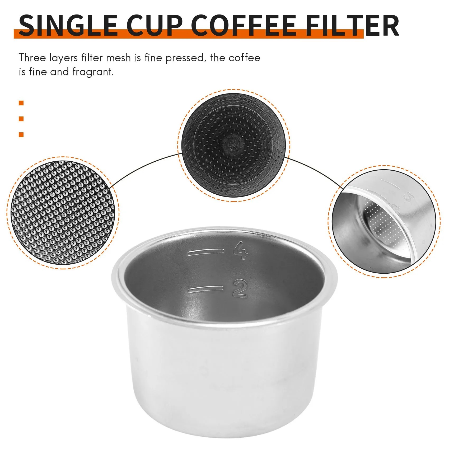 A98E-2 Packs Of 51Mm 2/4 Cup Filters, Bottomless Portafilter Replacement Filter Basket For Coffee, For Delonghi EC680 EC685