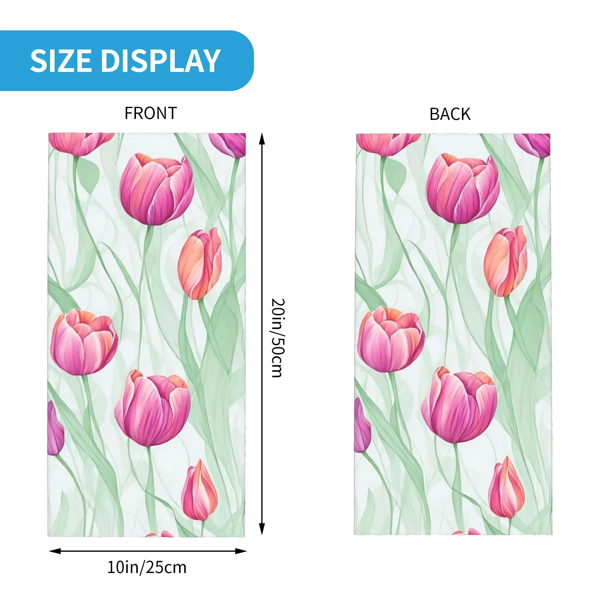 Tulip flowers pattern Bandana Neck Gaiter Printed Wrap Scarf Headband Cycling for Men Women Adult All Season