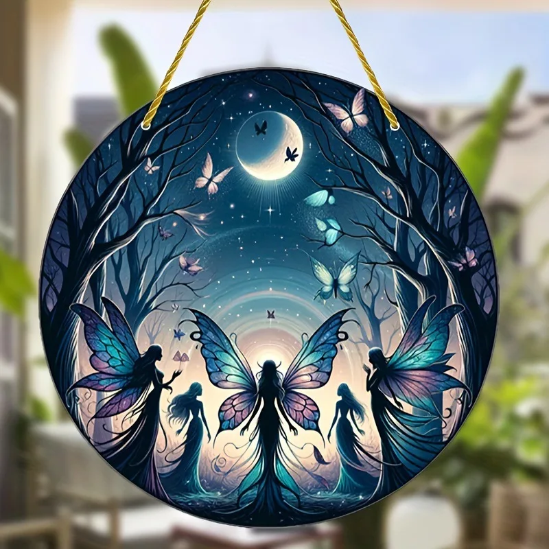 

Beautiful fairy moon stained window pendant hanging ornament garland garden decoration