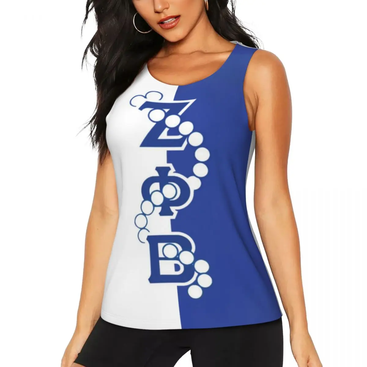 

Custom Women's Zeta Phi Beta Logo Workout Yoga Shirts Sleeveless ZOB Sorority Gym Running Tank Tops