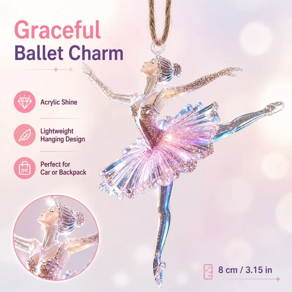 Transparency Ballet Girl Pendant Lucky Goddess Hanging Acrylic Hanging Ornament Decorative Style Ballet Dancer