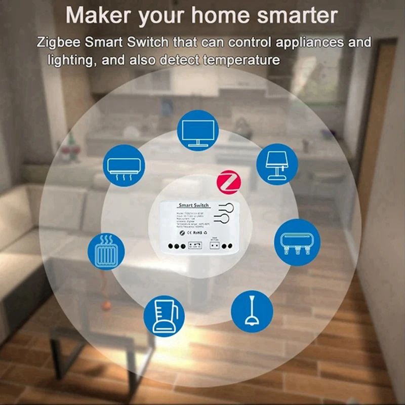 Tuya Smart Zigbee-Schalter mit Temperatursensor, passiver Trockenkontakt, Zigbee-Relais, funktioniert mit Home Assistant AC 85–250 V