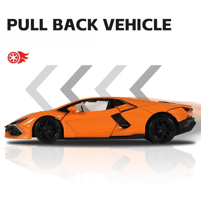 1:36 Lamborghini Revueltoจําลองดึงกลับรถรุ่นรถโลหะDiecastของเล่นรถสําหรับของขวัญเด็กคอลเลกชัน