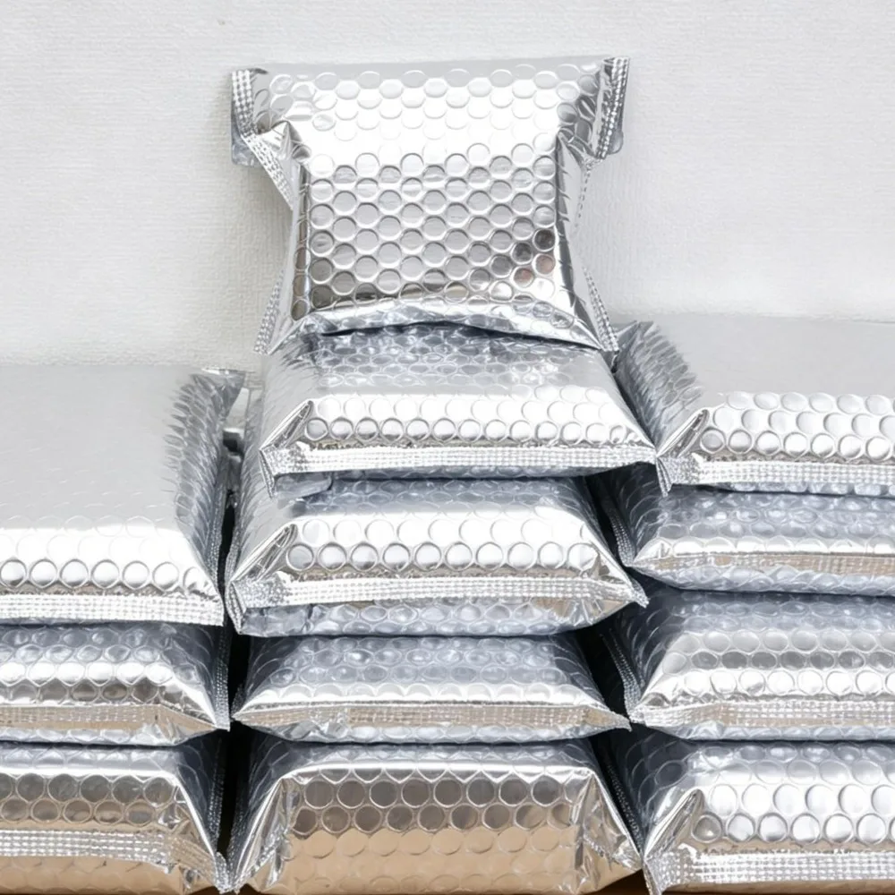 30-10Pcs Bubble Mailers Aluminized Film Bubble Mailers Waterproof  Self-Adhesive Sealing Foam Envelope for Packaging and Mailing