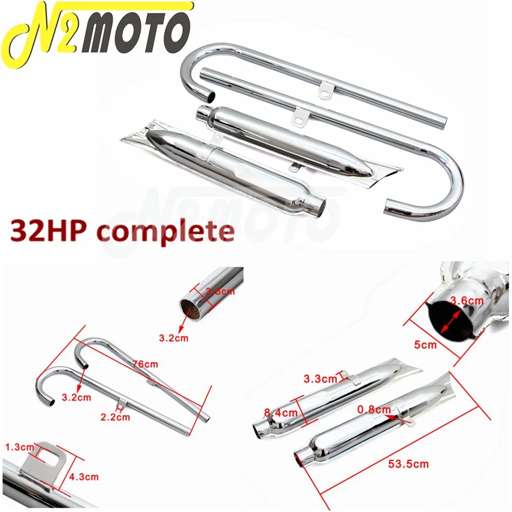 Motorcycle Chrome Front & Rear Retro 750cc Exhaust Muffler Pipes 24/32 HP Engine Part for BMW Ural K750 M1 M72 R71 R12 Fishtail