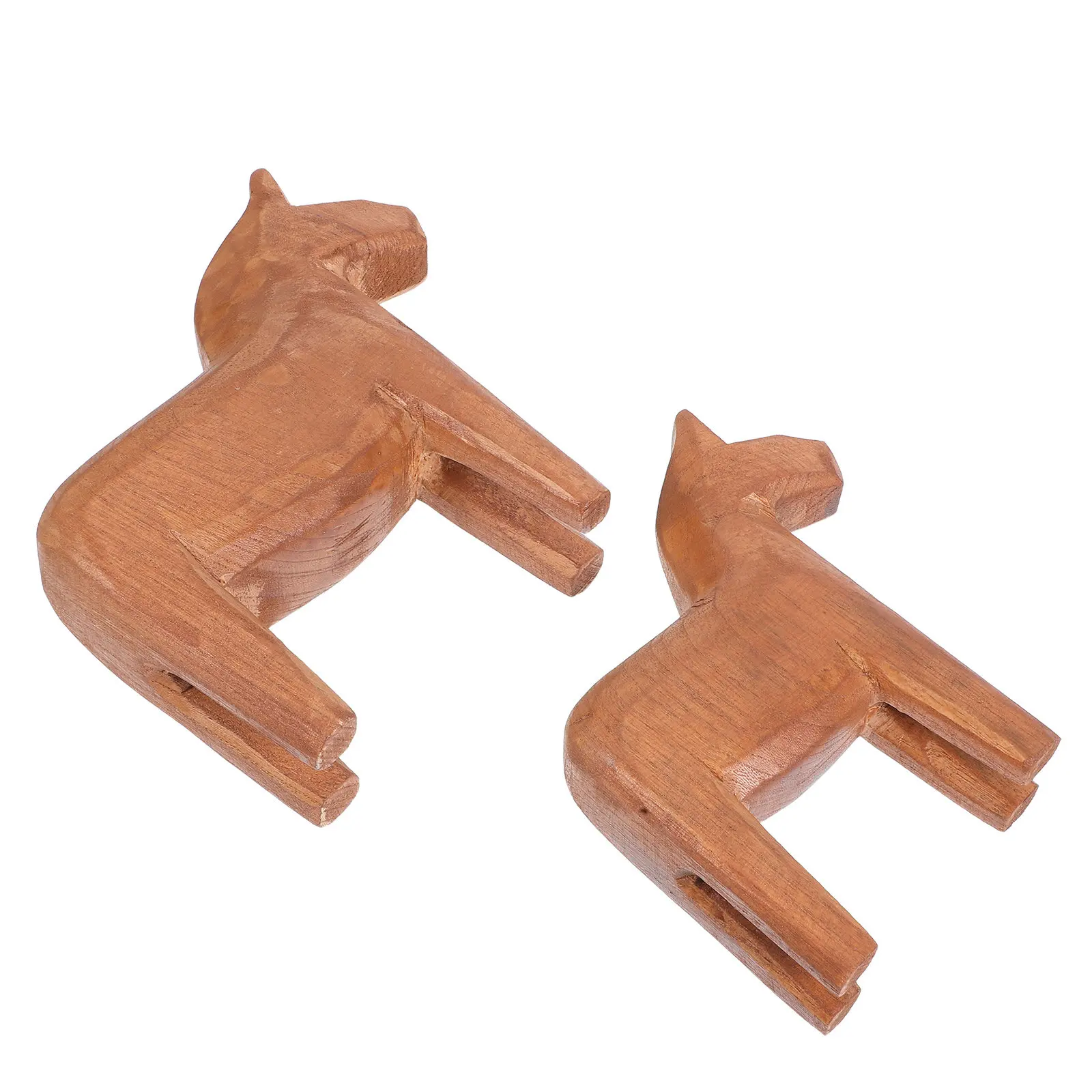 

2 шт. Деревянные скульптуры лошадей ручной работы в скандинавском винтажном стиле, деревянные резные фигурки животных для декора рабочего стола и дома