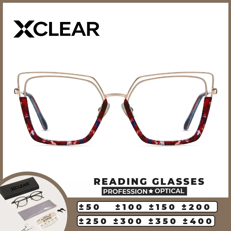 

XCLEAR Reading Glasses Cateye Trendy New Design Lightweight Anti Blue Light High Quality Customized Progressive Prescription