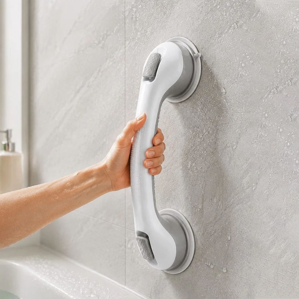 

Suction Grab Bar for Bathroom, Strong Suction Safety Handle, No Drill, One-Click Lock, Non-Slip Grip for Shower, Bathtub, Toilet