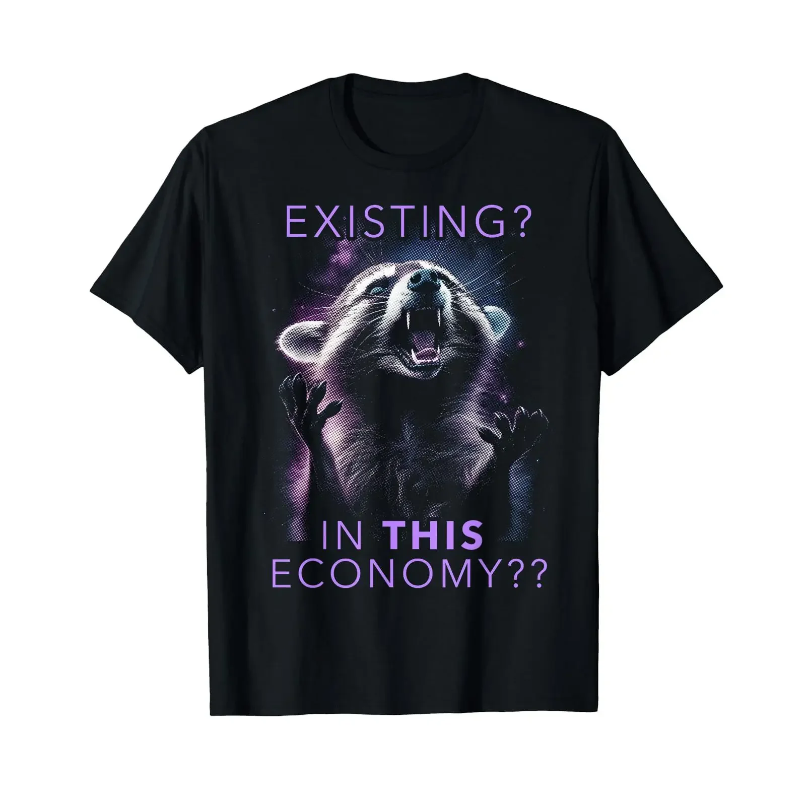Raccoon Meme Protest Social Criticism Sarcasm T Shirt black vintage Washed Stylish designer clothes Casual