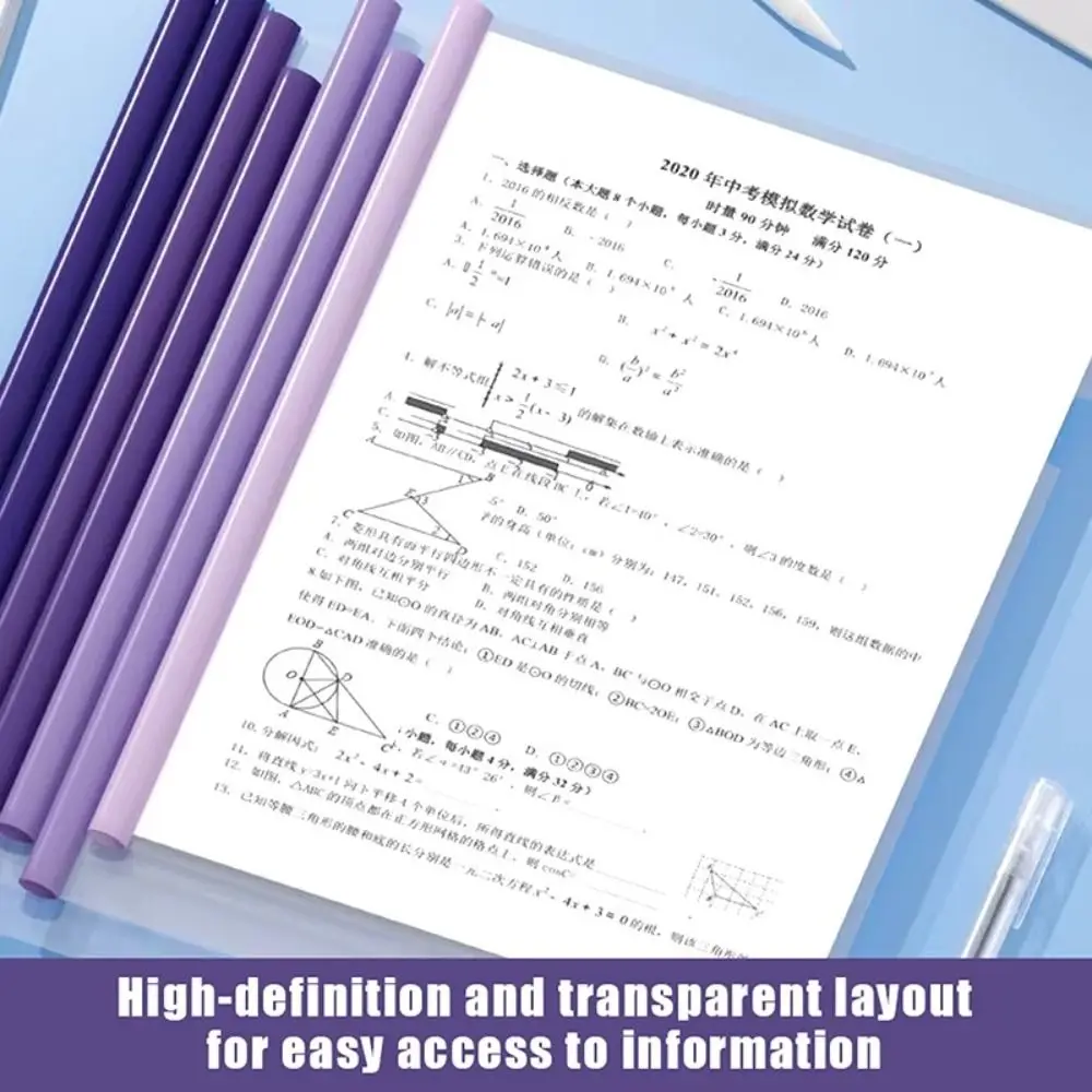 10PCS/Set Gradient Morandi Color A4 File Folder Waterproof Transparent File Document Clip Draw Rod Office File Organizer view 4