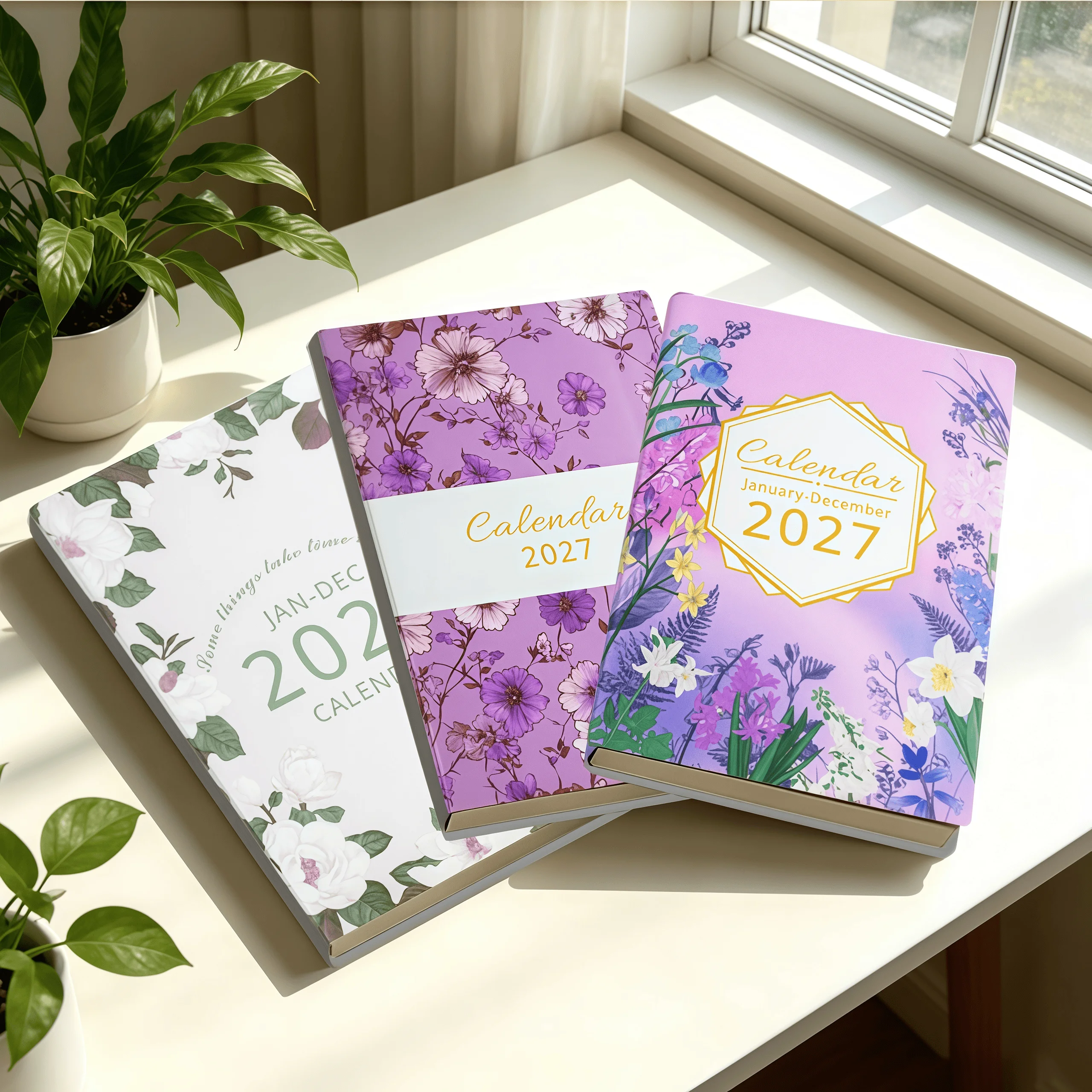 Exquisite Illustrated Cover Notebooks 360 Pages Thicken English Inner 2027 Planners Colorful Monthly Tab Designs Calendar Books
