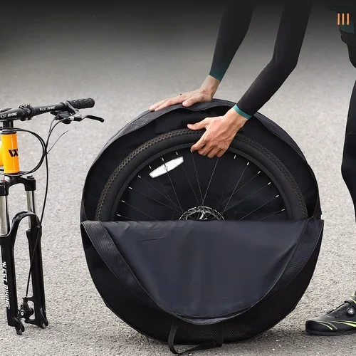 Imagen 2 del producto Bolsa para ruedas de 26-29 pulgadas, bolsa de mano ligera portátil para bicicleta de montaña y carretera, almacenamiento, accesorio impermeable de viaje de algodón