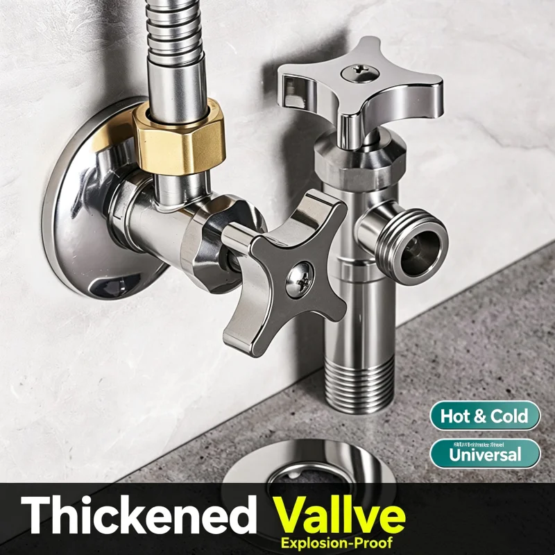 Stainless Steel Bathroom Quick Opening Faucets Valve Hot and Cold Water Valve Taps Angle Stop Valve For Faucet Accessories