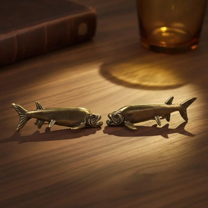 Messing-Fisch-Tierfiguren, Miniaturen, Tischdekoration, Heimdekoration, Handwerkszubehör, Vintage-Statue, Sammlerstück, Geschenk – Detail 8