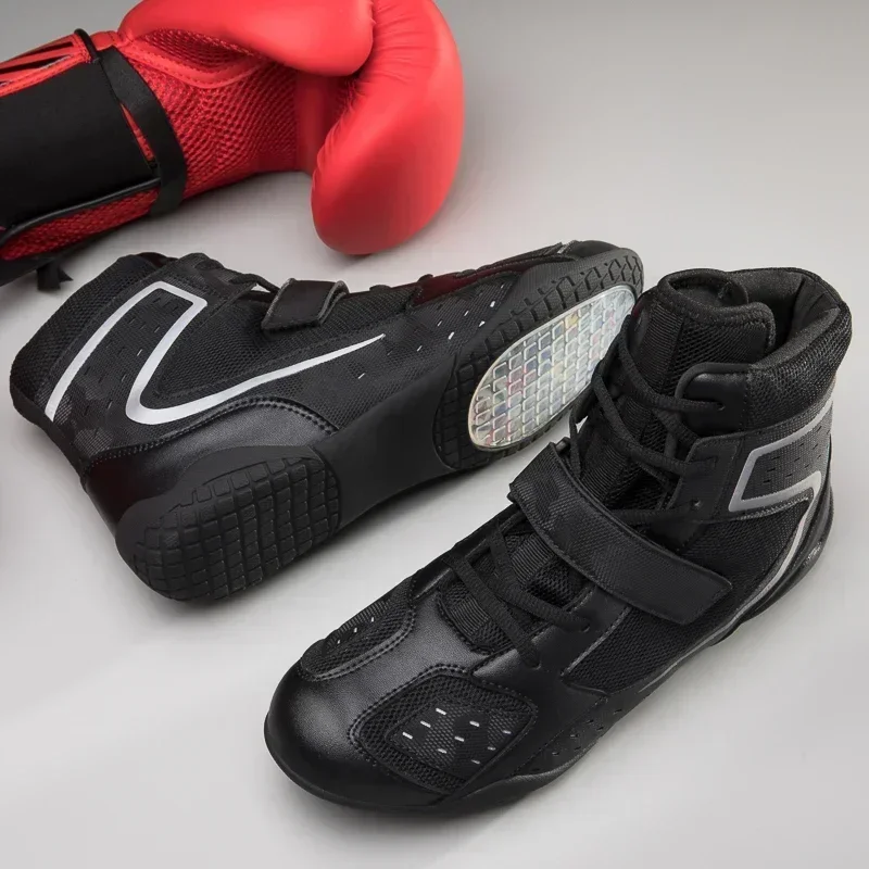 Indoor Soft Bottom Wrestling Shoes Professional Boxing Fighting Leather Sneakers Training Match Sports Boots