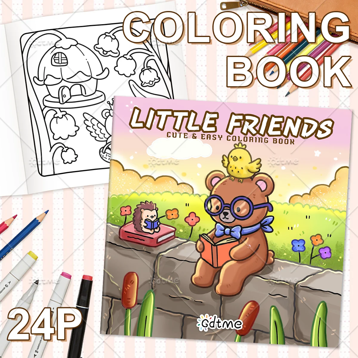 Cozy Little Friends Coloring Book for Adult Cute & Easy Nature Scenes Anti Anxiety Art Activity Book Perfect Gift for Relaxation