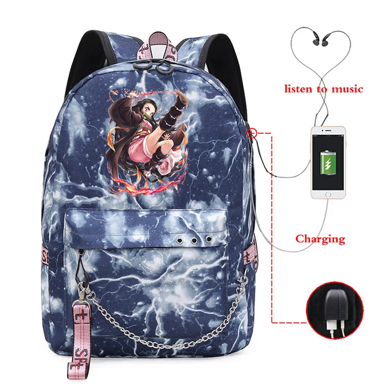 Anime Demon Slayer Trekking borse Shopper zaini Kpop Style Eco Bag High Street Bags divertente Demon Slayer Manga Bag per studente