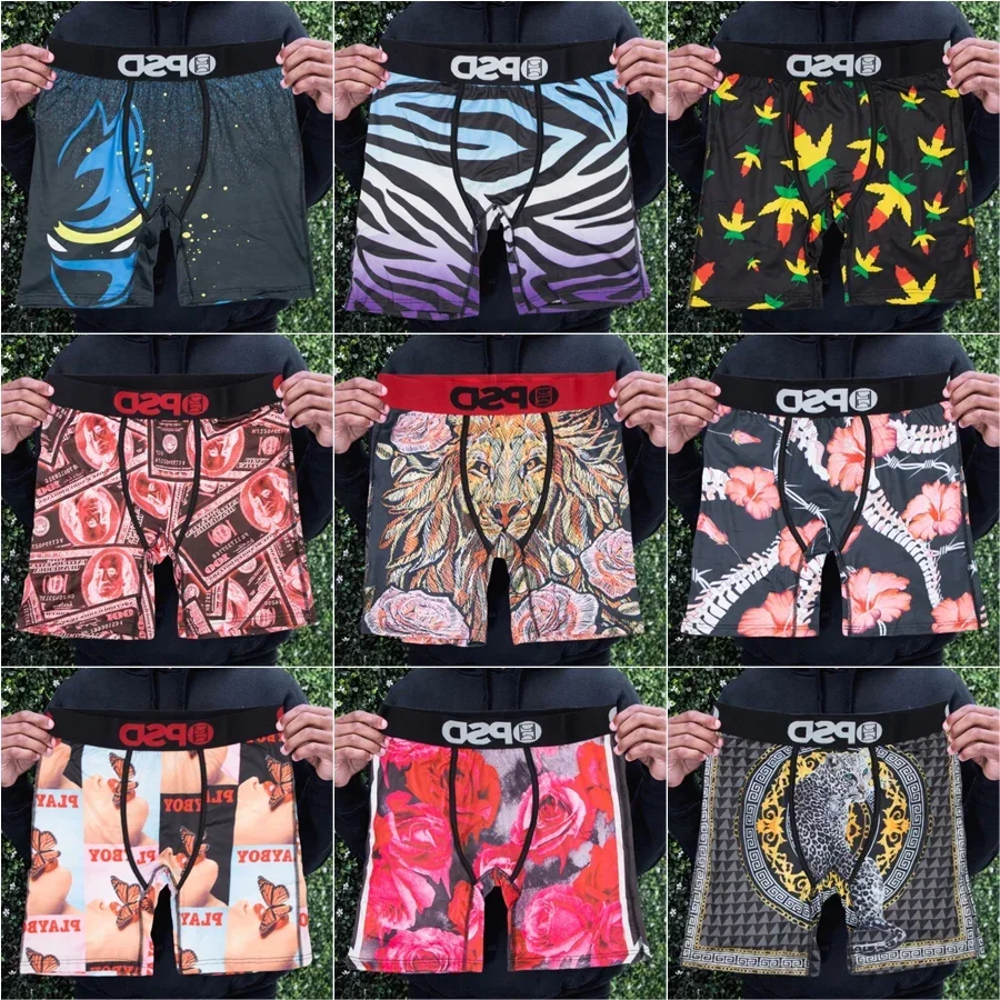 Roupa interior sexy masculina Boxers, moda Boxershorts estampados, calcinha respirável, lingerie, plus size, cuecas, cuecas