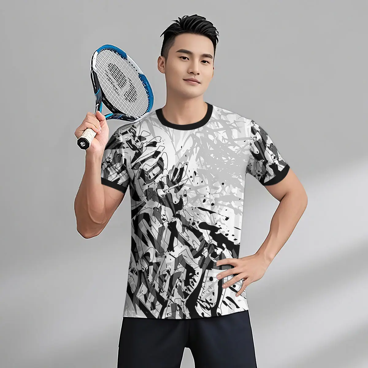 

Fashion Quick Dry Breathable Men's T Shirt Outdoor Badminton Tennis Sports Jerseys Casual O-neck Short Sleeve Summer Loose Tops