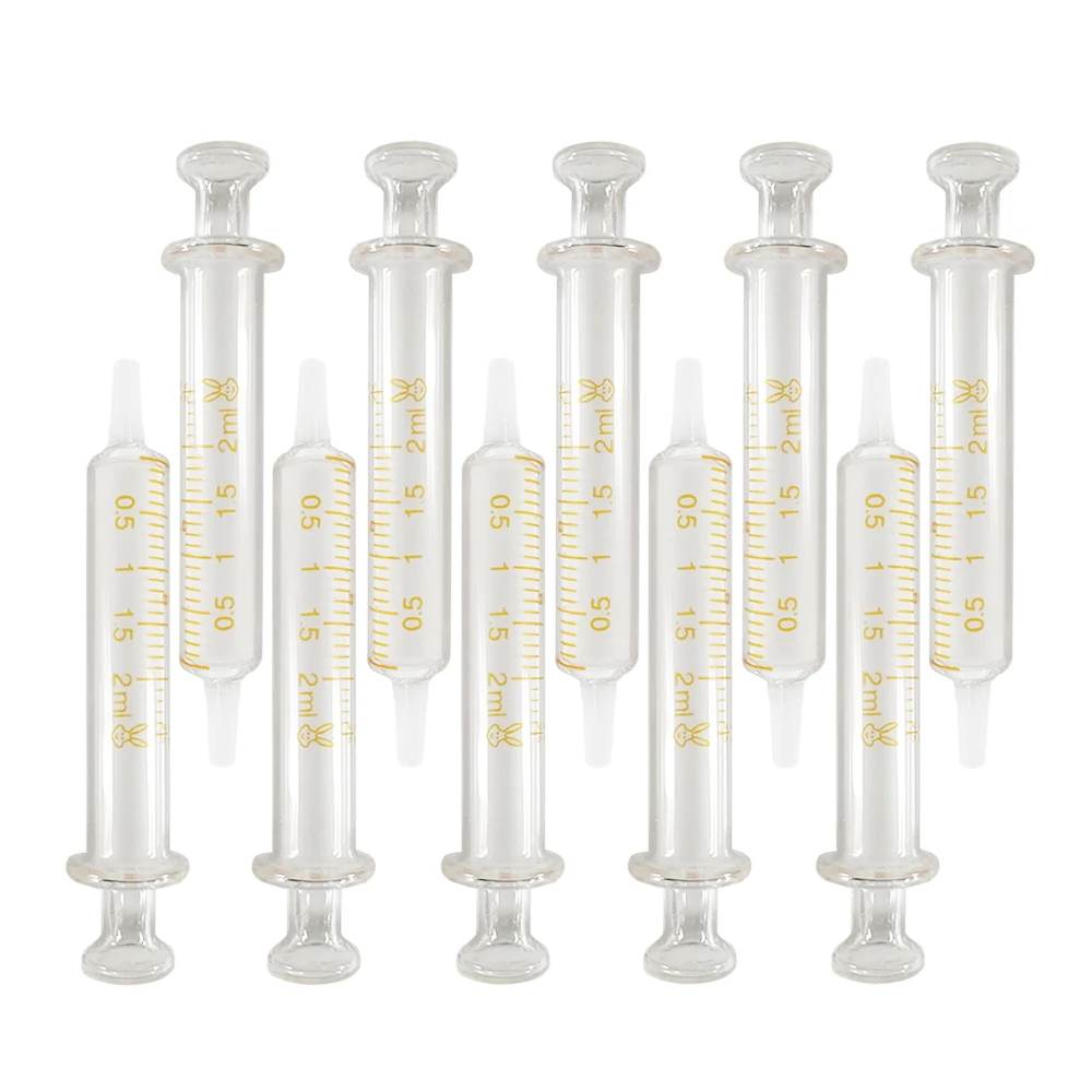 10 jeringas de vidrio sin goma de 2.5ml y 2ml, reutilizables para dispensar perfumes, inyector Luer Slip, muestreador de laboratorio