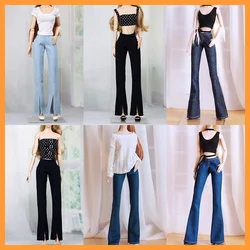 [20days made] 1/6 Scale Female Tight Strapless Suspender Slim Denim Flared Pants for Momoko OB FR Nippon PoppyParker Dolls Model