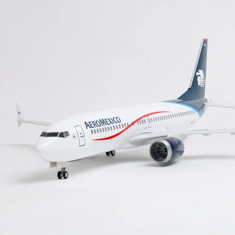 1:85 Scale B737 Aircraft Model Mexico Airlines Diecast Airplane With Lights And Wheels Resin Miniature Plane For Collection