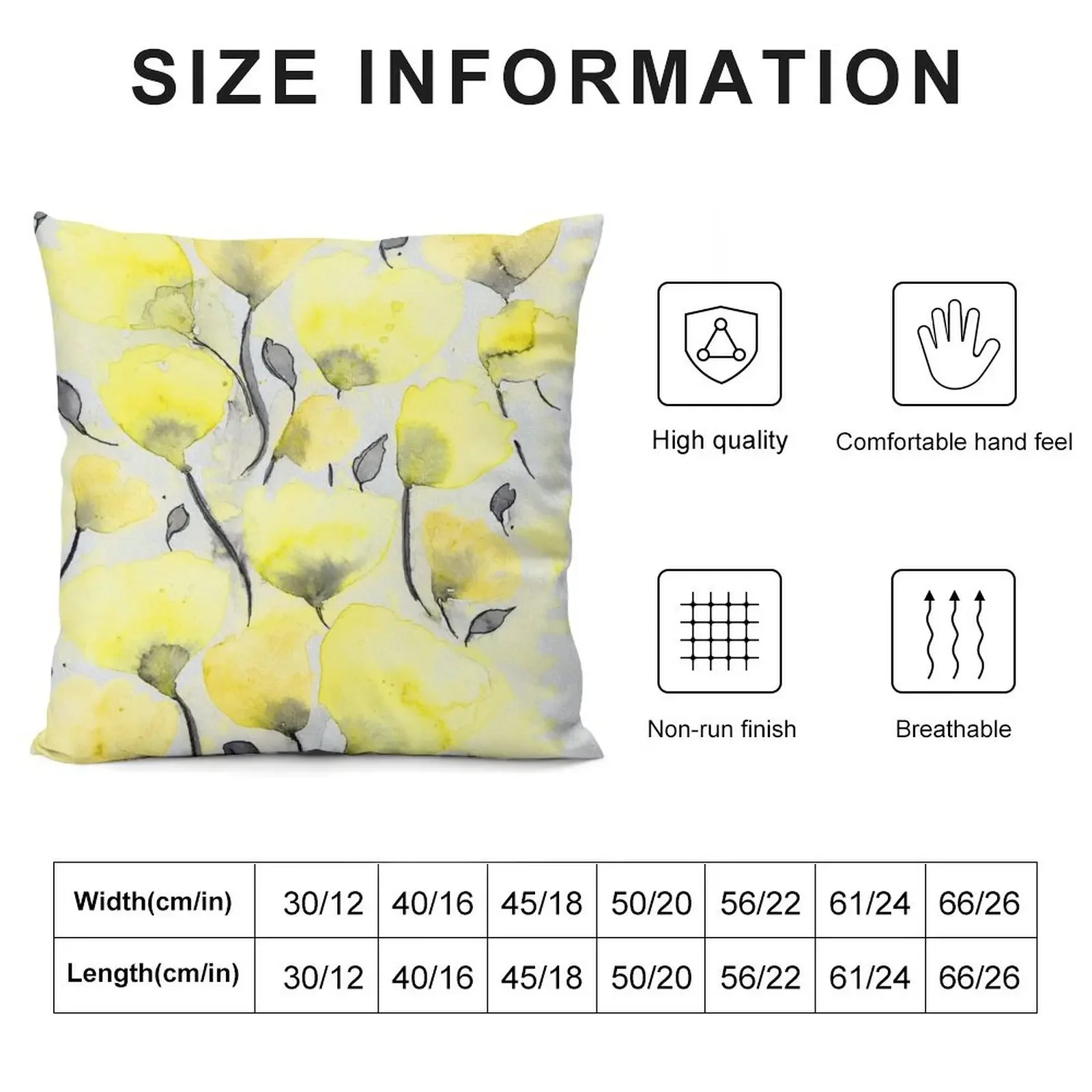 Abstract Yellow Poppies Throw Pillow Embroidered Cushion Cover Room decorating items pillow