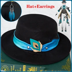 Aventurine Cosplay Hat And Earrings Costume Props Game Honkai Star Rail Halloween Cosplay Aventurine Headwear Accessory