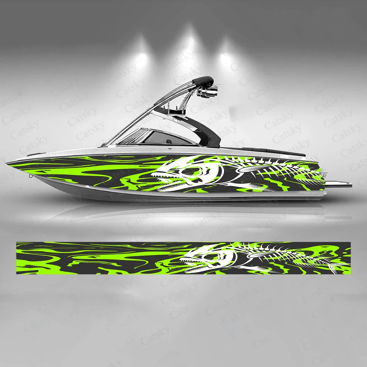 Fierc Fish Bone Colorful Geometric Splash Cool Boat Sticker Vinyl Ship Pontoon Deck Boat Fishing Decorative Pontoon Boats Decal