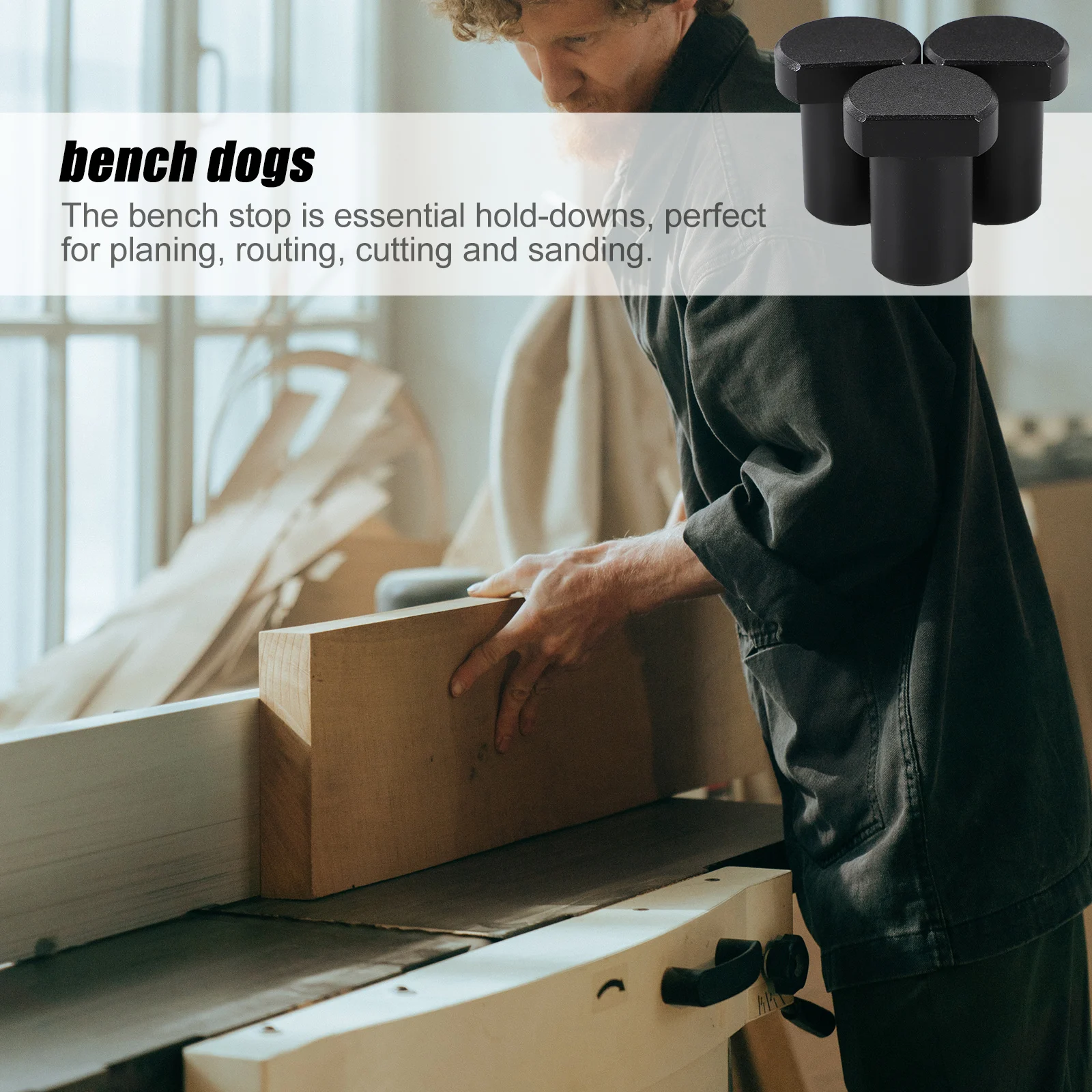 

3 Pcs Desktop Card Dog Pegs Durable Workbench Stopper Hole Clamp Short Woodworking Planing Plug Bench Dogs Accessories Routing